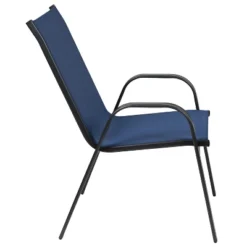 Emma And Oliver 5 Pack Navy Outdoor Stack Chair With Flex Comfort Material - Patio Stack Chair -Emma And Oliver GUEST 0073e6d5 5a47 424e afd4 d10ff7fc0d23