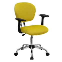 Emma And Oliver Mid-Back Mesh Padded Swivel Task Office Chair With Chrome Base And Arms -Emma And Oliver GUEST 00e38743 9e2f 4698 af94 2f1c3e9eb430