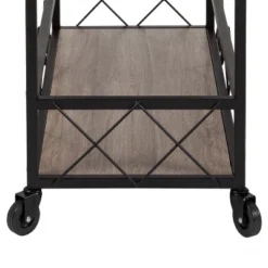 Emma And Oliver Light Oak Wood Kitchen Bar Cart, Stemware Rack And Locking Casters -Emma And Oliver GUEST 012aee5d 8d85 4a07 add9 605660f2fdd0