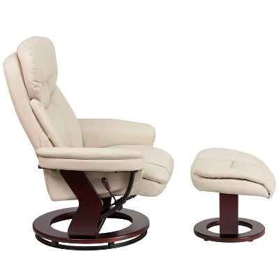 Emma And Oliver Multi-Position Recliner & Curved Ottoman With Swivel Wood Base 7 Emma And Oliver Multi-Position Recliner & Curved Ottoman With Swivel Wood Base - Image 7