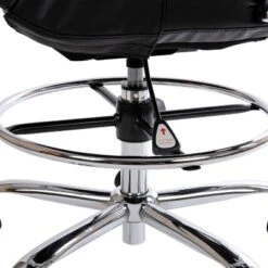 Emma And Oliver Mid-Back LeatherSoft Drafting Chair With Adjustable Foot Ring And Chrome Base -Emma And Oliver GUEST 020fe9da 133c 43b9 b715 bc11ab39adde