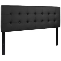 Emma And Oliver Button Tufted Upholstered Queen Size Headboard In Black Vinyl -Emma And Oliver GUEST 02569f0a d36c 447e a5c4 4aa02447ee31
