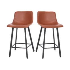 Emma And Oliver Set Of Two 24" Modern Upholstered Barstools, Matte Metal Frames And Plastic Floor Glides -Emma And Oliver GUEST 030ff337 ff68 4d6c 9181 a955c2db49f8