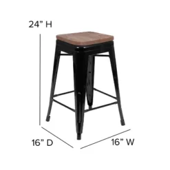 Emma And Oliver 24" High Metal Counter-Height, Indoor Bar Stool With Wood Seat - Stackable Set Of 4 16 Emma And Oliver 24" High Metal Counter-Height, Indoor Bar Stool With Wood Seat - Stackable Set Of 4 -Emma And Oliver GUEST 0334f3f8 ccc7 44ca 9953 1d76cd447252