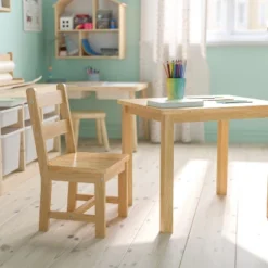 Emma And Oliver Kids 3 Piece Solid Hardwood Table And Chair Set For Playroom, Kitchen -Emma And Oliver GUEST 033cb6e0 d960 4df6 bd13 b4185f5a1698