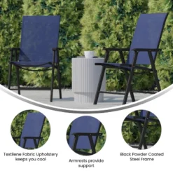 Emma And Oliver Outdoor Folding Patio Sling Chair / Portable Chair (2 Pack) -Emma And Oliver GUEST 0380e978 3d42 4a7d 90eb cd94f5c9b605