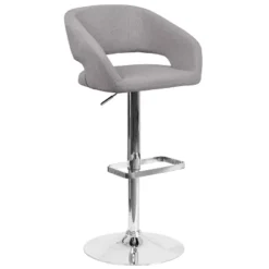 Emma And Oliver Shae Contemporary Upholstered Adjustable Height Barstool With Rounded, Cutout Mid-Back And Pedestal Base -Emma And Oliver GUEST 0454829c 0fc0 47cb 8ebb 9c827616ad73