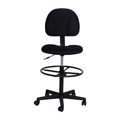 Emma And Oliver Black Fabric Mid-Back Drafting Chair With Back Depth Adjustment, Height Adjustable Swivel Seat And Footring 8 Emma And Oliver Black Fabric Mid-Back Drafting Chair With Back Depth Adjustment, Height Adjustable Swivel Seat And Footring - Image 8