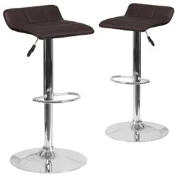 Emma And Oliver 2 Pack Contemporary Vinyl Adjustable Height Barstool With Quilted Wave Seat And Chrome Base -Emma And Oliver GUEST 047972f3 d32b 436a bf28 e69060e47465