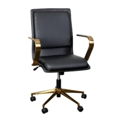 Emma And Oliver Modern Upholstered Mid-Back Home Office Chair With Arms And 5 Star Base -Emma And Oliver GUEST 04b80483 a935 4b9c 90c0 1b927b181761