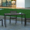 Emma And Oliver All-Weather Faux Teak Patio Dining Table With Steel Frame - Seats 4