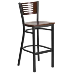 Emma And Oliver Black Decorative Slat Back Metal Restaurant Dining Barstool -Emma And Oliver GUEST 0558180e ae95 4785 b3af 8c0a361813b3