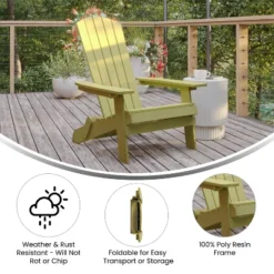 Emma And Oliver Set Of 2 Indoor/Outdoor Poly Resin Folding Adirondack Chairs, All-Weather Chairs For Porch, Patio, Or Sunroom -Emma And Oliver GUEST 05691b8f fe0b 4918 9422 fb98d4e976dc 1