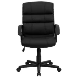 Emma And Oliver Mid-Back Black LeatherSoft Swivel Task Arm Office Chair With Accent Back -Emma And Oliver GUEST 0593fbe8 c858 4b89 b6c0 b5d3c59e6654