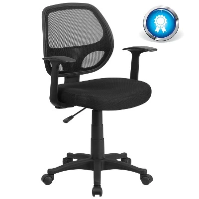 Emma And Oliver Mid-Back Black Mesh Swivel Task Office Chair With T-Arms 9 Emma And Oliver Mid-Back Black Mesh Swivel Task Office Chair With T-Arms - Image 9