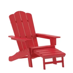 Emma And Oliver Set Of 2 Adirondack Chairs With Cup Holders And Pull Out Ottoman, All-Weather HDPE Indoor/Outdoor Lounge Chairs -Emma And Oliver GUEST 05fc1beb 8079 4c1b 9a89 83adad8b84fc