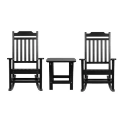 Emma And Oliver Set Of 2 Indoor/Outdoor Poly Resin Rocking Chairs With Side Table -Emma And Oliver GUEST 05fffc0b fcd0 4f4d ac36 61d8c98509f5