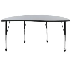 Emma And Oliver Mobile 60" Half Circle Wave Collaborative Grey Adjustable Height Activity Table -Emma And Oliver GUEST 060b1bc7 7371 452a 9b77 82462e5f36fa