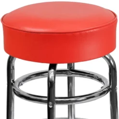 Emma And Oliver Retro Backless Double Ring Chrome Restaurant Dining Barstool -Emma And Oliver GUEST 0613f193 8046 4539 9d8c 969fdf8daeb7