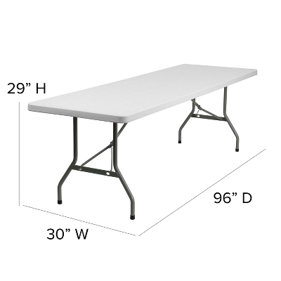 Emma And Oliver 8-Foot Granite White Plastic Folding Table - Banquet / Event Folding Table 2 Emma And Oliver 8-Foot Granite White Plastic Folding Table - Banquet / Event Folding Table - Image 2