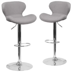 Emma And Oliver 2 Pack Contemporary Vinyl Adjustable Height Barstool With Curved Back And Chrome Base -Emma And Oliver GUEST 0693d544 d6c4 435e ab31 56503c67974d
