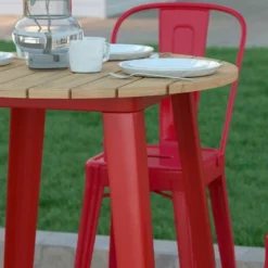 Emma And Oliver Indoor/Outdoor Bar Top Table, 30" Round All Weather Poly Resin Top With Steel Base -Emma And Oliver GUEST 072677ca 7a85 46e3 997c ff611ab7f7a8