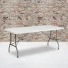 Emma And Oliver 6-Foot Bi-Fold Granite White Plastic Folding Table With Carrying Handle