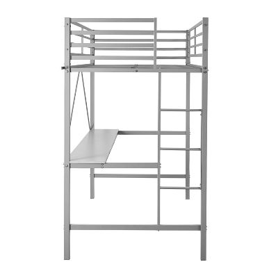 Emma And Oliver Metal Loft Bed Frame With Desk, Protective Guard Rails And Ladder For Kids, Teens And Adults 11 Emma And Oliver Metal Loft Bed Frame With Desk, Protective Guard Rails And Ladder For Kids, Teens And Adults - Image 11