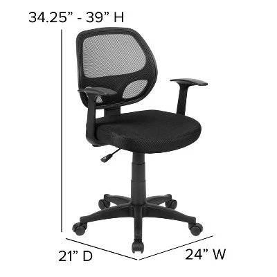 Emma And Oliver Mid-Back Black Mesh Swivel Task Office Chair With T-Arms 6 Emma And Oliver Mid-Back Black Mesh Swivel Task Office Chair With T-Arms - Image 6