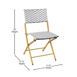 Emma And Oliver Three Piece Folding French Bistro Set In PE Rattan With Metal Frames For Indoor And Outdoor Use -Emma And Oliver GUEST 0899cffc a81a 453d b59e 287fecd4a09d