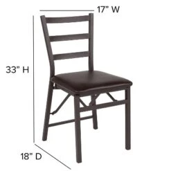 Emma And Oliver 2 Pack Ladder Back Metal Folding Chair With Brown Vinyl Seat -Emma And Oliver GUEST 08fb43a3 c35d 48e0 9725 32724734a214