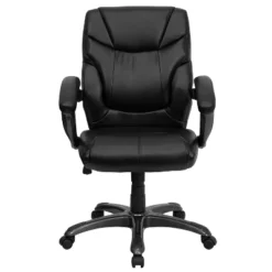 Emma And Oliver Mid-Back Black LeatherSoft Overstuffed Task Ergonomic Office Chair With Arms -Emma And Oliver GUEST 091302dd 571e 4c98 baca 5a9ff55a47dd