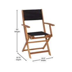 Emma And Oliver Set Of Two Weather Resistant All Natural Acacia Wood Folding Bistro Chairs With Armrests And Textilene Mesh Seats And Backs -Emma And Oliver GUEST 091971e3 afc9 4488 9405 8bdcf779d8bf