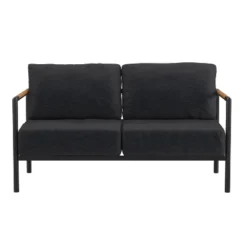 Emma And Oliver Aluminum Frame Loveseat With Teak Arm Accents And Plush Cushions -Emma And Oliver GUEST 09a4ebba ccb5 4de2 a365 d8343e41fab8