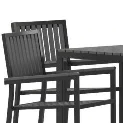 Emma And Oliver 5 Piece Modern Weather And Rust Resistant Black Steel And Polyresin Patio Set With Table And 4 Chairs For Indoor/Outdoor Use -Emma And Oliver GUEST 0a0820fa 5655 414f 8814 01a3ddea01f3