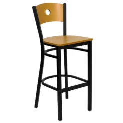 Emma And Oliver Wood Circle Back Black Metal Restaurant Dining Barstool -Emma And Oliver GUEST 0a139a12 01c4 4fbf 9751 1c5a4af0f75b