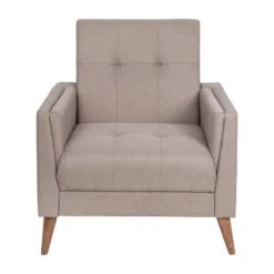 Emma And Oliver Upholstered Mid-Century Modern Arm Chair With Tufted Seat And Back, Pocket Spring Support And Wooden Legs -Emma And Oliver GUEST 0a38b274 bbb8 4d23 8084 ae5bb9ed0c26