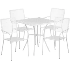 Emma And Oliver Commercial Grade 28" Square Metal Garden Patio Table Set W/ 4 Square Back Chairs -Emma And Oliver GUEST 0a4a94c3 90b7 47ab 8055 30330b0fc5fb