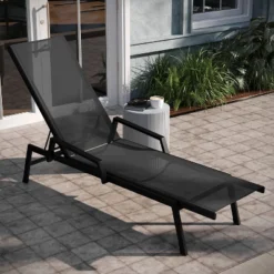 Emma And Oliver Set Of 2 Textilene Adjustable 5 Position Patio Chaise Lounge With Armrests And Metal Frame -Emma And Oliver GUEST 0a6553a2 5f16 4b92 8b51 d855ea10bb1e