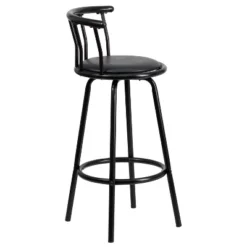 Emma And Oliver Crown Back Black Metal Barstool With Black Vinyl Swivel Seat -Emma And Oliver GUEST 0b3eb3c4 bdeb 4d6c 94a1 2203f802878a