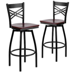 Emma And Oliver 2 Pack "X" Back Swivel Metal Barstool -Emma And Oliver GUEST 0b884407 ca2b 4b79 be62 24e4534c441b