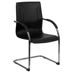 Emma And Oliver 4 Pack Black Vinyl Side Reception Chair W/ Chrome Sled Base - Lobby & Guest Seating -Emma And Oliver GUEST 0b8bc4eb 9eae 4d4e 9b9c 6fbb76b6a0c8