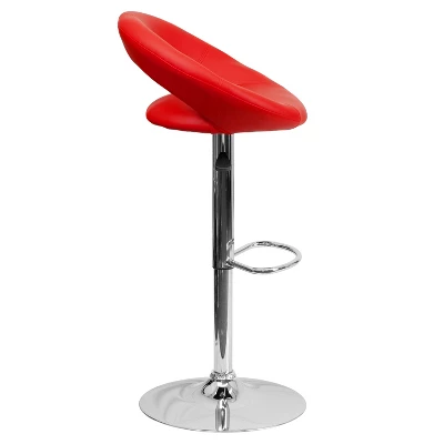 Emma And Oliver Rounded Orbit-Style Back Vinyl Swivel Adjustable Height Barstool 3 Emma And Oliver Rounded Orbit-Style Back Vinyl Swivel Adjustable Height Barstool - Image 3