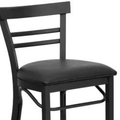 Emma And Oliver Two-Slat Ladder Back Black Metal Restaurant Dining Barstool -Emma And Oliver GUEST 0d549f47 baee 4881 a7d3 d2c91dc57c14