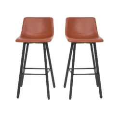 Emma And Oliver Set Of Two 30" Modern Upholstered Barstools, Matte Metal Frames And Plastic Floor Glides -Emma And Oliver GUEST 0d5937ea af04 4dfe b32a 0ad21814a92a