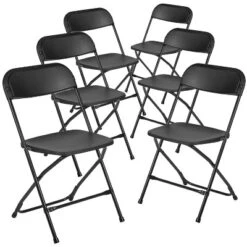 Emma And Oliver Set Of 6 Stackable Folding Plastic Chairs - 650 LB Weight Capacity -Emma And Oliver GUEST 0d7f1f47 23e9 4014 9379 7cce6bbb0081