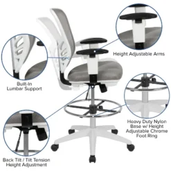 Emma And Oliver Mid-Back Mesh Adjustable Ergonomic Drafting Chair, Task Chair -Emma And Oliver GUEST 0e481e9b 7441 4571 80ef d8481b04b307