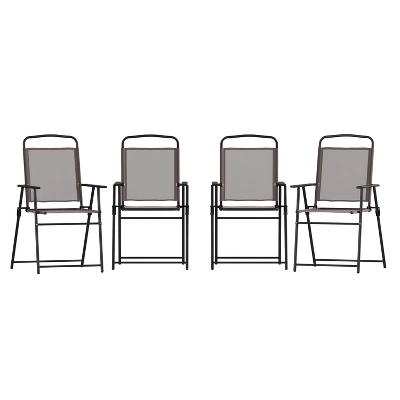 Emma And Oliver Set Of 4 Textilene Folding Sling Style Patio Chairs With Armrests 13 Emma And Oliver Set Of 4 Textilene Folding Sling Style Patio Chairs With Armrests - Image 13