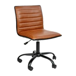 Emma And Oliver Low Back Designer Armless Ribbed Swivel Task Office Chair -Emma And Oliver GUEST 0f1228f7 3c23 4f24 aa18 7a856a5b77b7