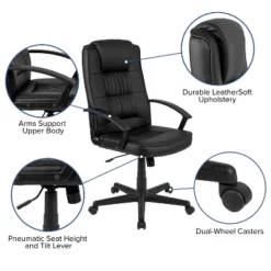 Emma And Oliver High Back Black LeatherSoft Task Chair With Arms - Desk Chair -Emma And Oliver GUEST 0fa20531 cb89 4872 bf44 20bd7e1f4fdc